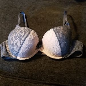 Victoria's Secret light pink and grey lace bra